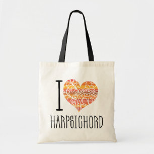 I Kärlek Harpsichord Orange Mandala Heart Tygkasse