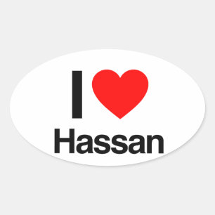 i kärlek hassan ovalt klistermärke