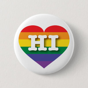 I Kärlek Hawaii Rainbow Heart Knapp