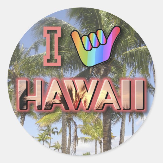 I Kärlek Hawaii Runt Klistermärke (Framsida)