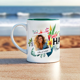 I kärlek Hawaii Tropical Theme Photo Collage Coffe Två-Tonad Mugg
