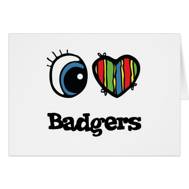 I Kärlek (Heart) Badgers Hälsningskort (Framsidan Horizontal)