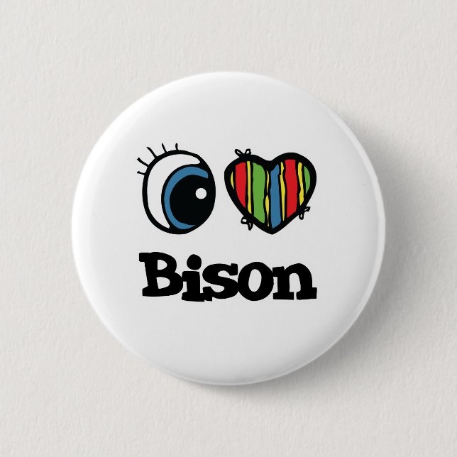 I Kärlek (Heart) Bison Knapp (Framsida)