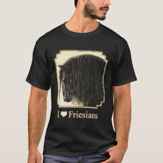 I Kärlek Heart Black Friesian Horses Lover Gif T Shirt