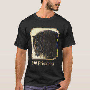 I Kärlek Heart Black Friesian Horses Lover Gif T Shirt