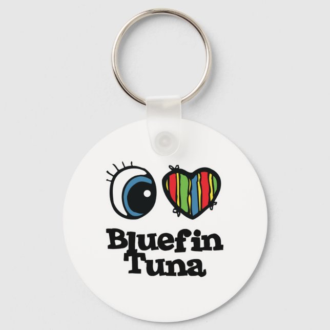 I Kärlek (Heart) blåfenad tonfisk Nyckelring (Framsida)