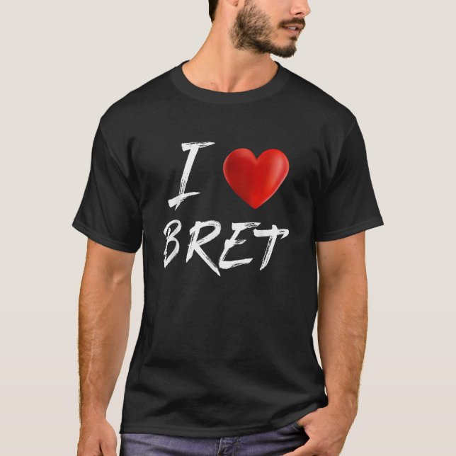 I Kärlek Heart BRET Family Namn T Shirt (Framsida)
