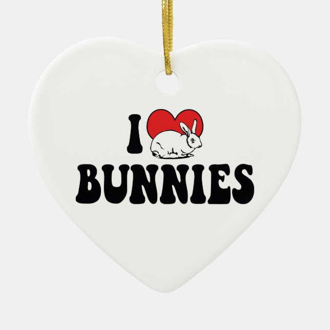 I Kärlek Heart Bunny Rabbits Julgransprydnad Keramik (Framsidan)