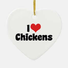 I Kärlek Heart Chickens - Chicken Älskare Julgransprydnad Keramik