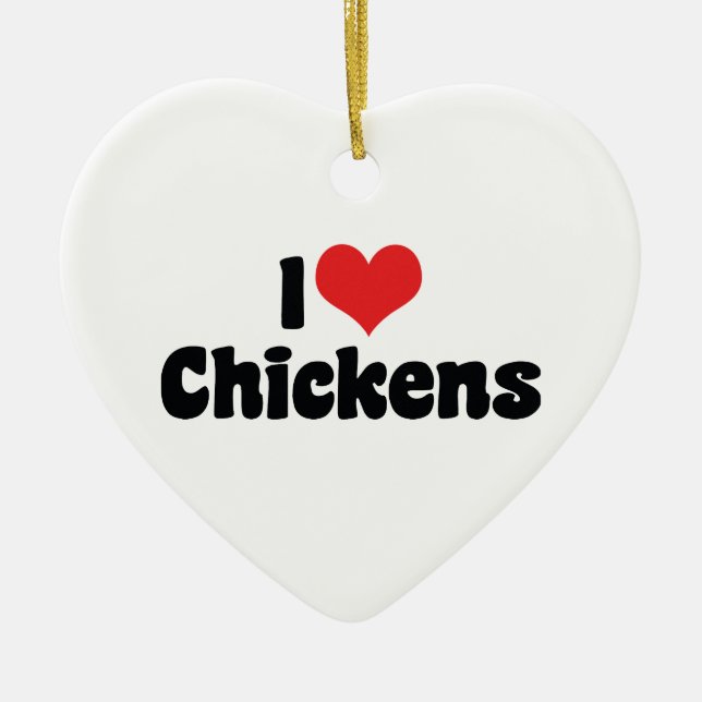 I Kärlek Heart Chickens - Chicken Älskare Julgransprydnad Keramik (Framsidan)