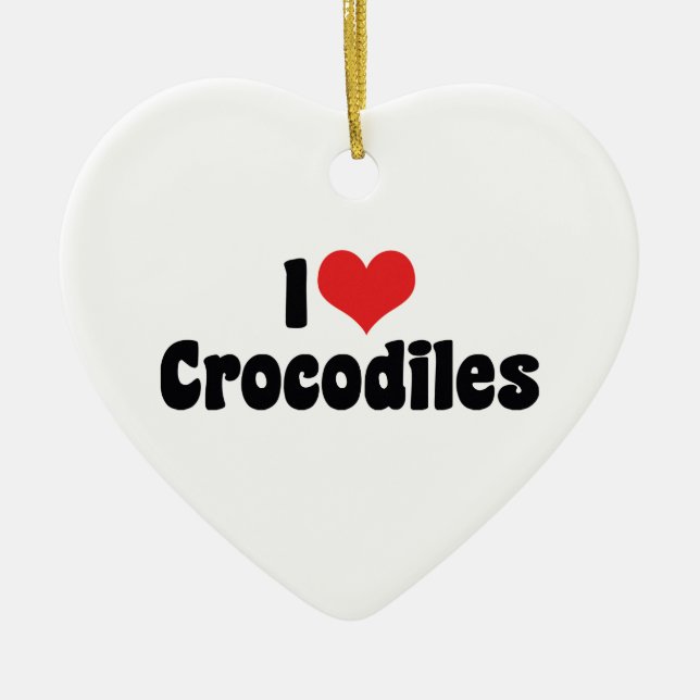 I Kärlek Heart Crokodiles - Crokodile Älskare Julgransprydnad Keramik (Framsidan)