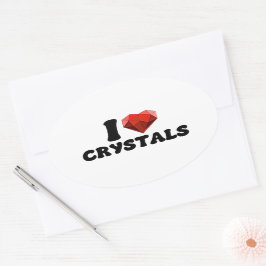 I Kärlek Heart Crystals Singles Valentines gåva Ovalt Klistermärke