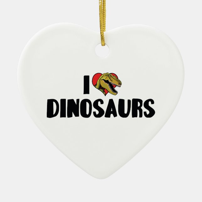 I Kärlek Heart Dinosaurs - Dinosaur Fossil Hunter Julgransprydnad Keramik (Framsidan)