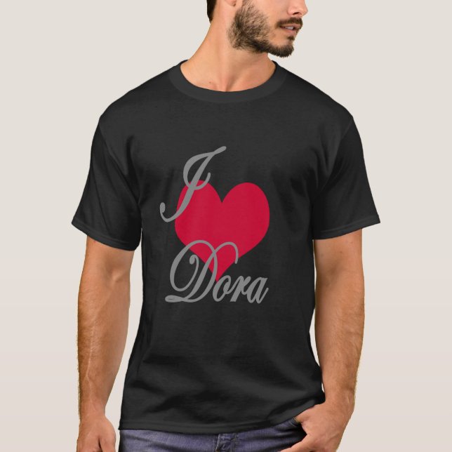 I Kärlek Heart Dora Mörk T Shirt (Framsida)