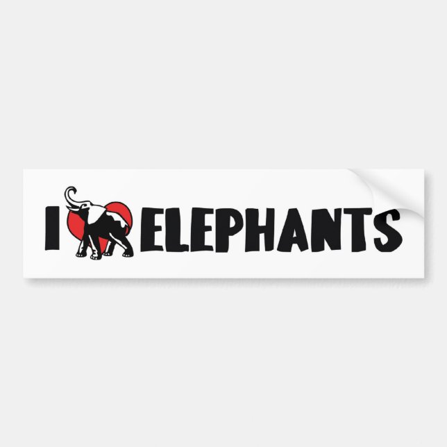 I Kärlek Heart Elephants - Elephant Älskare Bildekal (Framsidan)