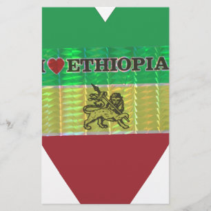 I Kärlek Heart Etiopien: Flagga Art Motif Brevpapper