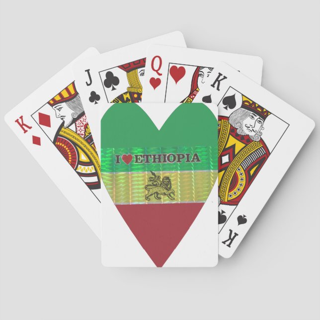 I Kärlek Heart Etiopien: Flagga Art Motif Casinokort (Baksidan)