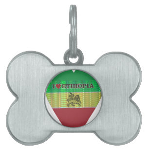 I Kärlek Heart Etiopien: Flagga Art Motif ID-bricka Husdjur