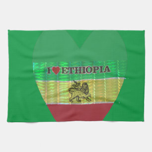 I Kärlek Heart Etiopien: Flagga Art Motif Kökshandduk