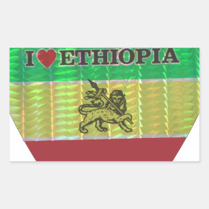 I Kärlek Heart Etiopien: Flagga Art Motif Rektangulärt Klistermärke