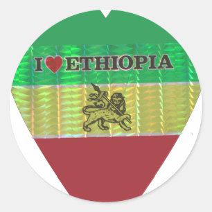 I Kärlek Heart Etiopien: Flagga Art Motif Runt Klistermärke