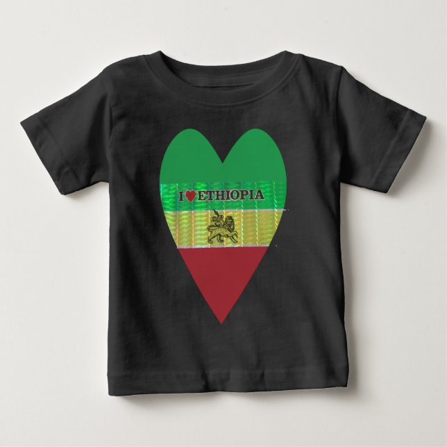 I Kärlek Heart Etiopien: Flagga Art Motif T-shirt (Framsida)