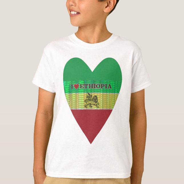 I Kärlek Heart Etiopien: Flagga Art Motif Tee Shirt (Framsida)