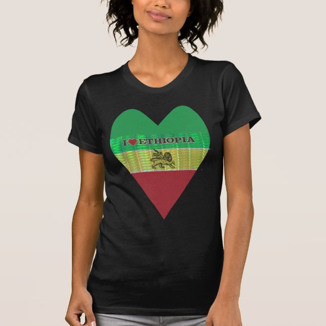 I Kärlek Heart Etiopien: Flagga Art Motif Tröja (Framsida)