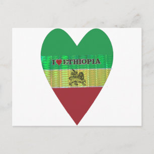 I Kärlek Heart Etiopien: Flagga Art Motif Vykort