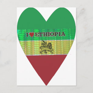 I Kärlek Heart Etiopien: Flagga Art Motif Vykort