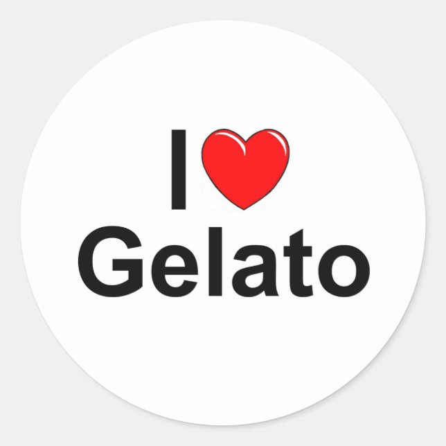 I Kärlek (Heart) Gelato Runt Klistermärke (Framsida)