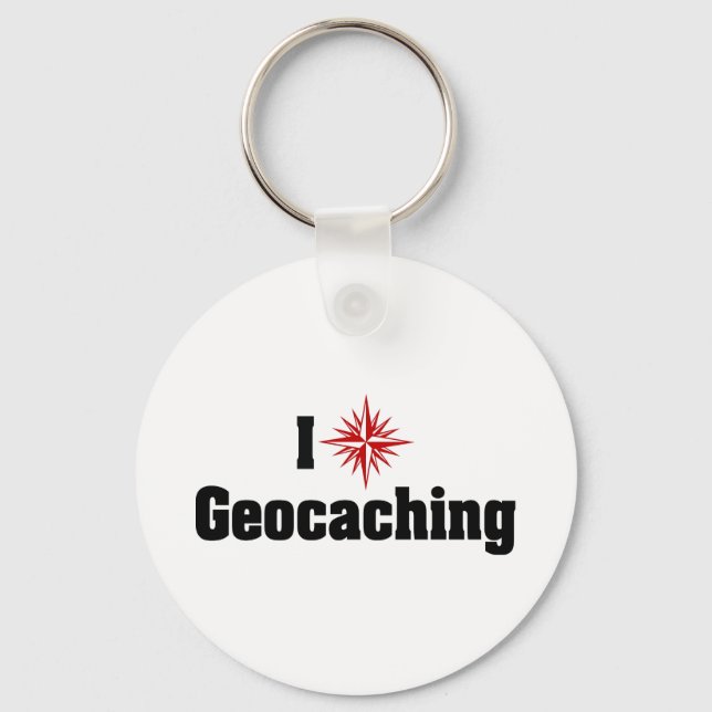 I Kärlek Heart Geocaching - Treasure Hunter Nyckelring (Framsida)