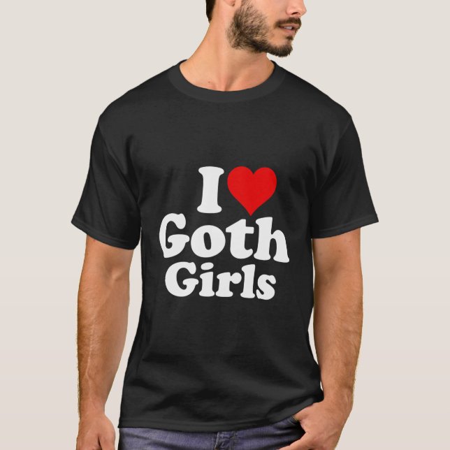 I Kärlek Heart Goth Girls T Shirt (Framsida)