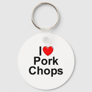 I Kärlek (Heart) Gris Chops Nyckelring