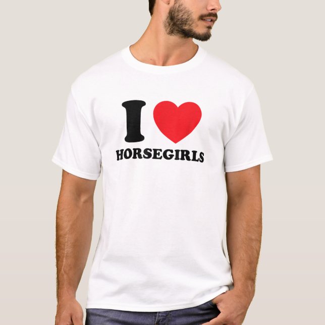 I Kärlek Heart Horsetjejer Equestrian Cowtjejer Ho T Shirt (Framsida)