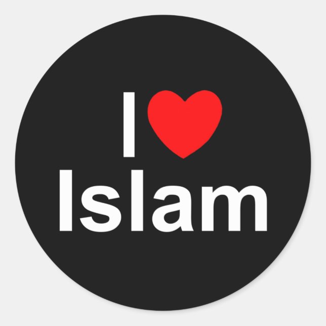 I Kärlek (Heart) Islam Runt Klistermärke (Framsida)