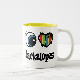 I Kärlek (Heart) Jackalopes Två-Tonad Mugg