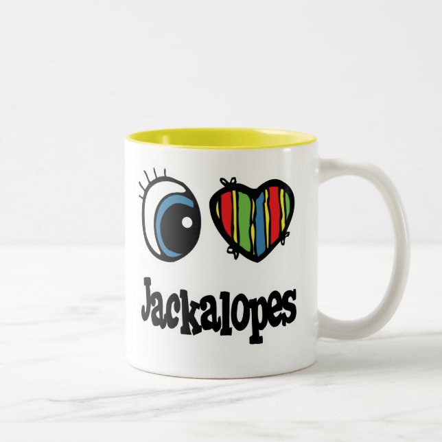 I Kärlek (Heart) Jackalopes Två-Tonad Mugg (Höger)
