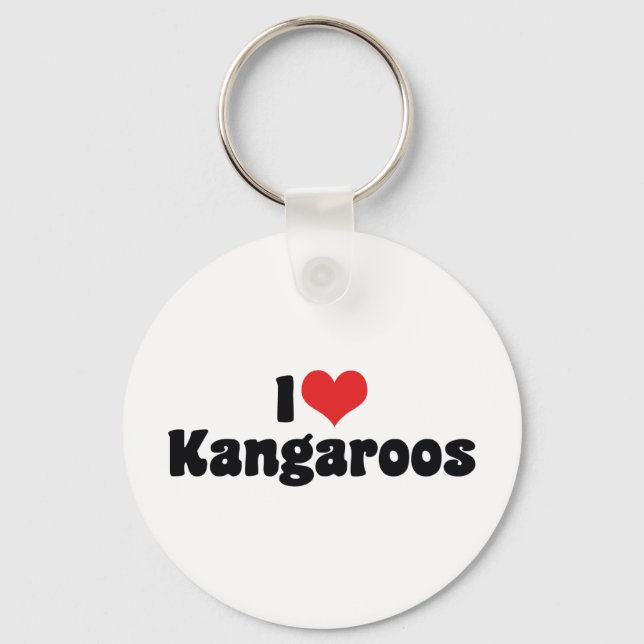 I Kärlek Heart Kangaroos - Kangaroo Älskare Nyckelring (Framsida)