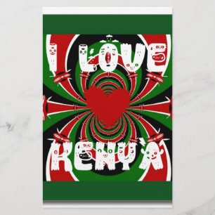 I Kärlek Heart Kenya: Dynamisk Flagga Art Brevpapper