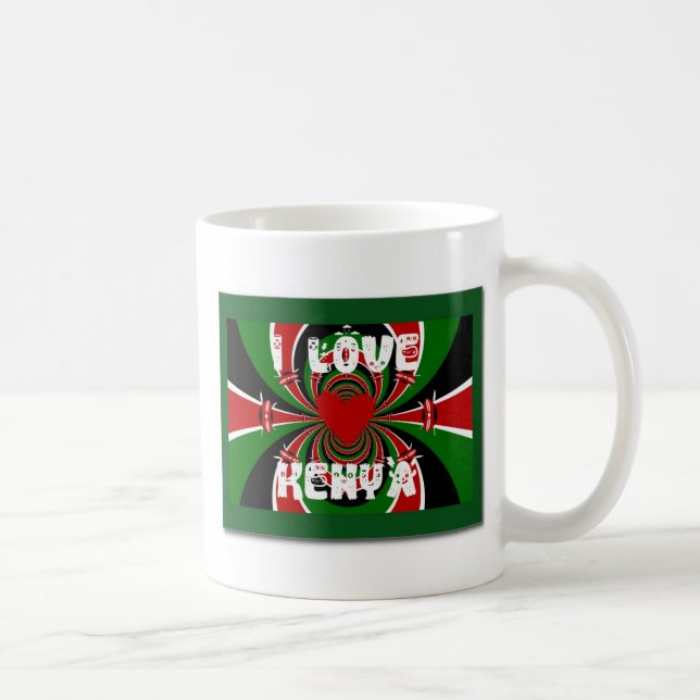 I Kärlek Heart Kenya: Dynamisk Flagga Art Kaffemugg (Höger)