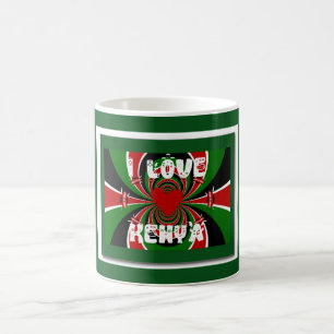 I Kärlek Heart Kenya: Dynamisk Flagga Art Kaffemugg