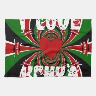 I Kärlek Heart Kenya: Dynamisk Flagga Art Kökshandduk