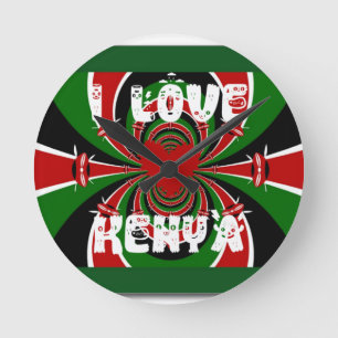 I Kärlek Heart Kenya: Dynamisk Flagga Art Rund Klocka