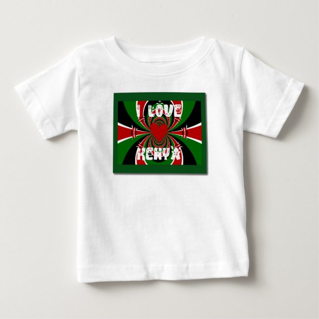 I Kärlek Heart Kenya: Dynamisk Flagga Art Tee (Framsida)