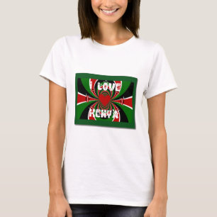 I Kärlek Heart Kenya: Dynamisk Flagga Art Tee Shirt