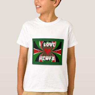 I Kärlek Heart Kenya: Dynamisk Flagga Art Tee Shirt