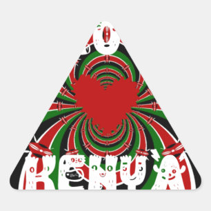 I Kärlek Heart Kenya: Dynamisk Flagga Art Triangelformat Klistermärke