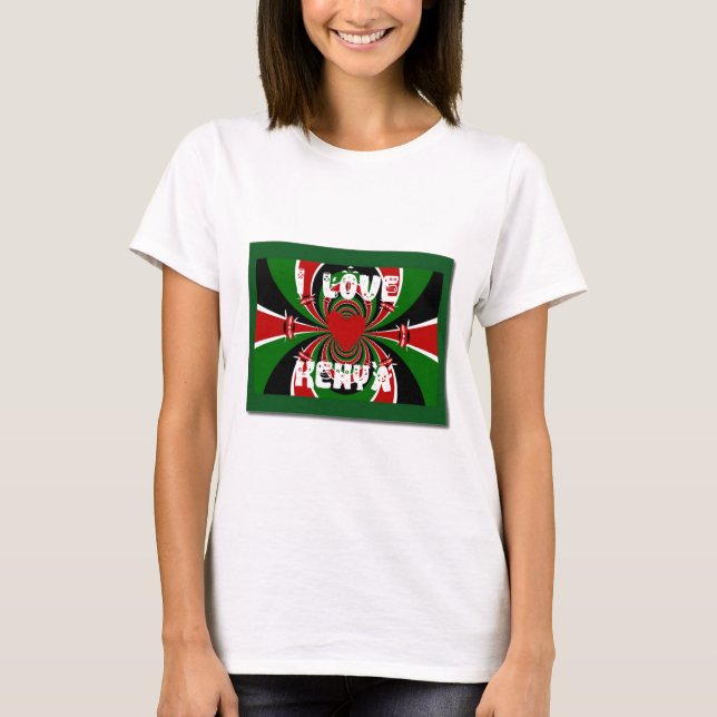 I Kärlek Heart Kenya: Dynamisk Flagga Art Tröja (Framsida)