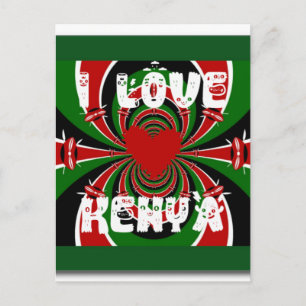 I Kärlek Heart Kenya: Dynamisk Flagga Art Vykort